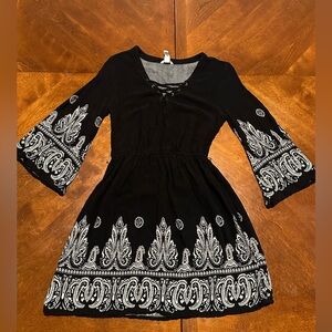 Boho Black and White Paisley Dress